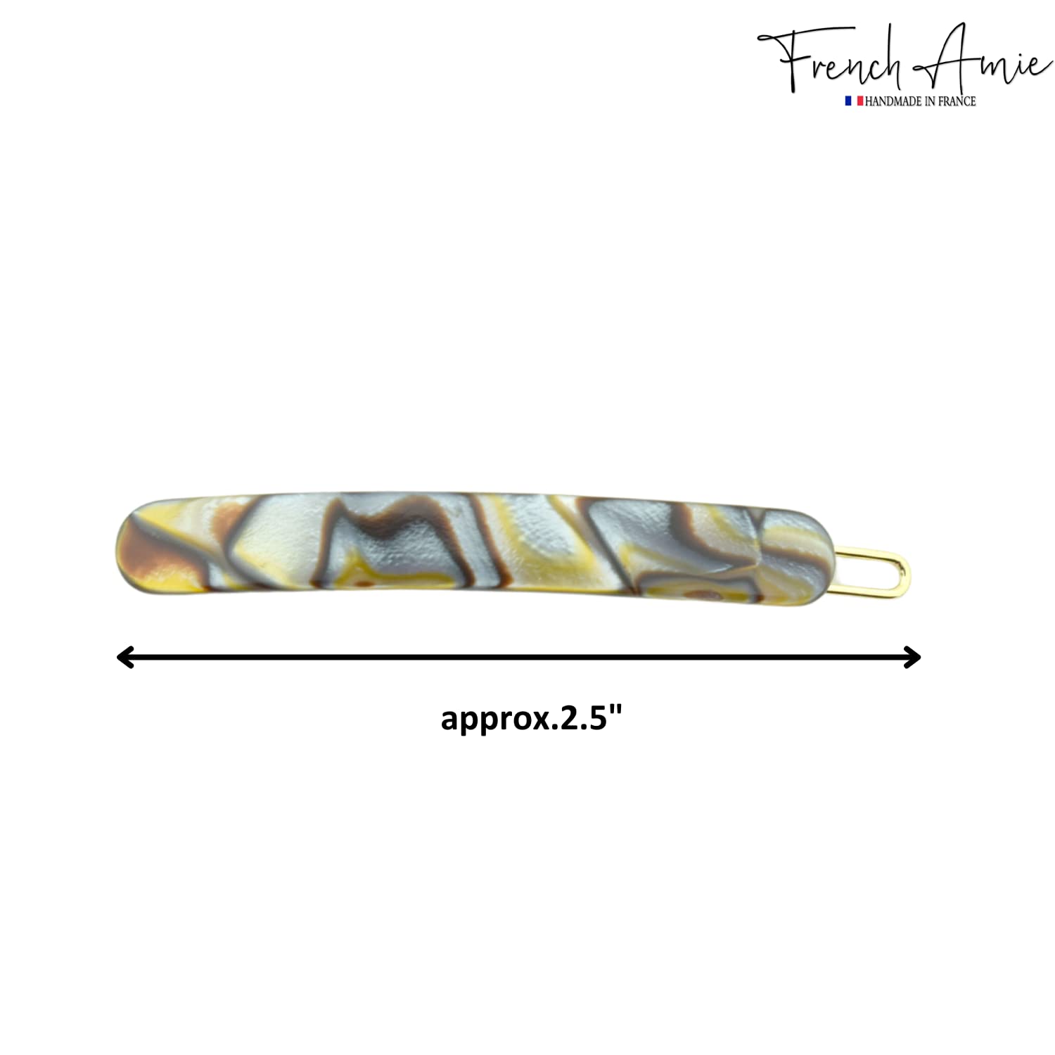 French Amie Rounded Oblong Small 2.5" Tige Boule Metal Clasp Hair Barrettes