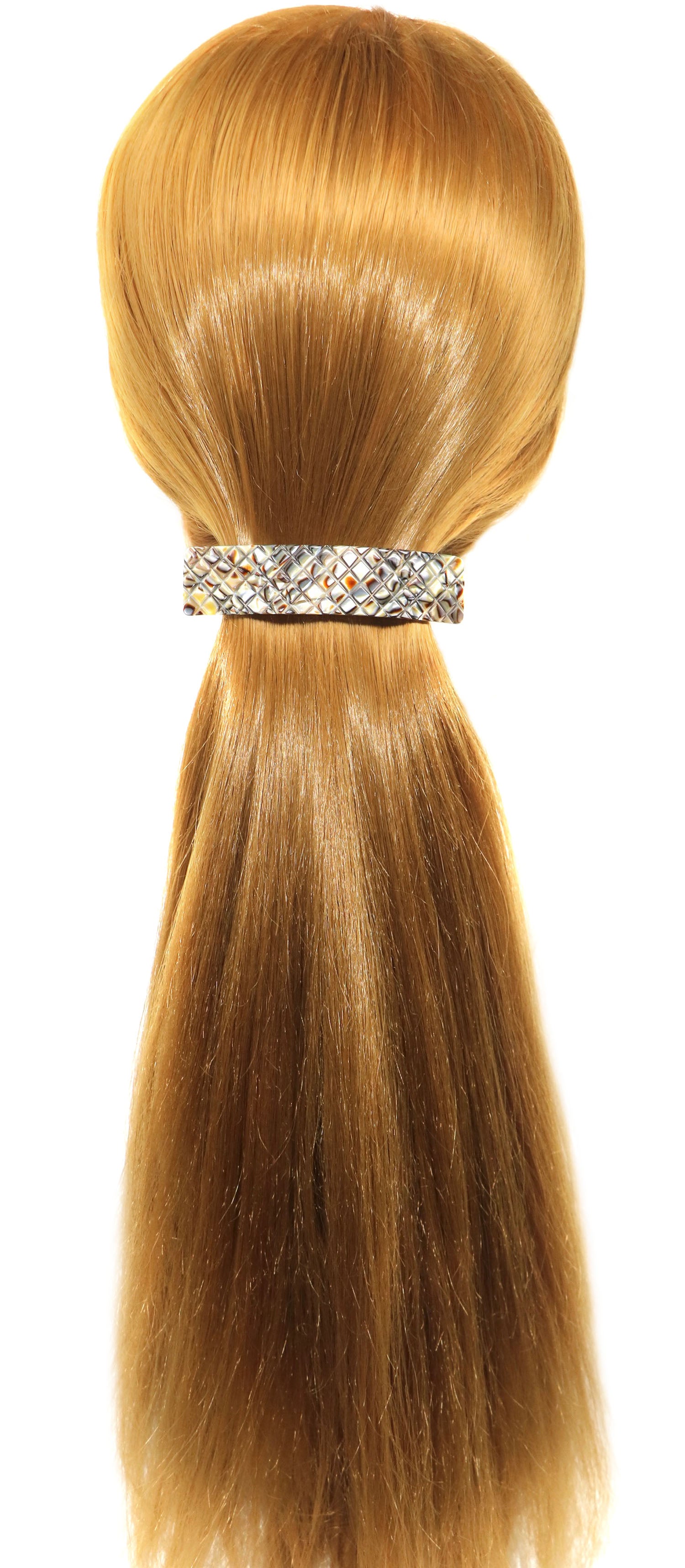 French Amie Beau Criss Cross Handmade Hair Clip Automatic Barrette Silver Clasp