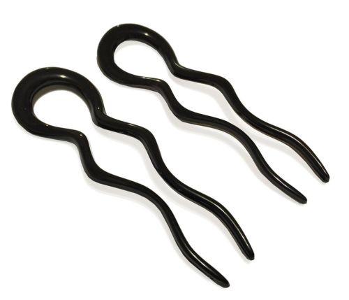 Parcelona French Black 4 Inch Large 2 Pins Wavy Crink U Shaped Hair Pin-PARCELONA-ebuyfashion.com