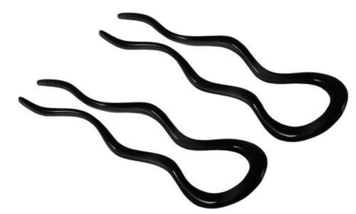 Parcelona French Black Extra Large 5 Inches Wavy Crink U Shaped Hair Pin 2 Pins-PARCELONA-ebuyfashion.com