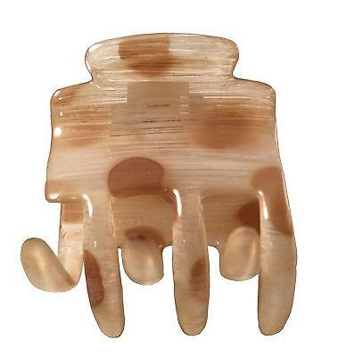 Parcelona French Classic Cream N Brown Polka Small Covered Spring Hair Claw-PARCELONA-ebuyfashion.com