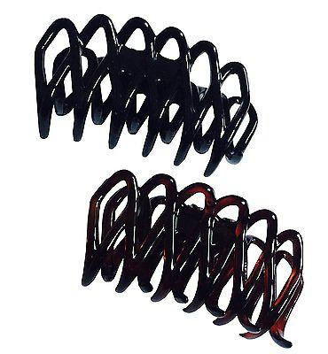Parcelona French Dentelle Shell & Black Small Celluloid Jaw Claw Hair Clips-Parcelona-ebuyfashion.com