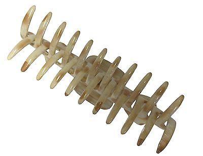 Parcelona French Extra Large Ivory Brown Covered Spring Jaw Hair Claw Clip-PARCELONA-ebuyfashion.com
