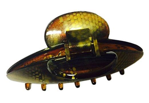 Parcelona French Golden Choco Dark Brown Large Covered Spring Jaw Hair Claw Clip-PARCELONA-ebuyfashion.com