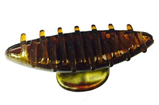 Parcelona French Golden Choco Dark Brown Large Covered Spring Jaw Hair Claw Clip-PARCELONA-ebuyfashion.com