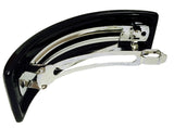 Parcelona French Large Curved Glossy Black Celluloid Acetate Hair Clip Barrette-PARCELONA-ebuyfashion.com