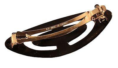Parcelona French Medium Ovale Black Strong Grip Celluloid Hair Clip Barrette-PARCELONA-ebuyfashion.com