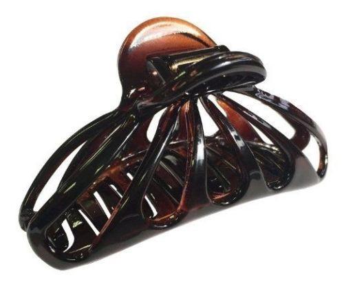 Parcelona French Rain Drop 2 Small Shell & Black Celluloid Jaw Hair Claws-PARCELONA-ebuyfashion.com
