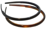 Parcelona French Thin Celluloid Hair Headband With Inner Teeth Nibs 2 pcs-PARCELONA-ebuyfashion.com