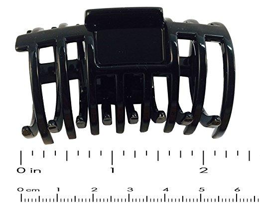 Parcelona French Tube Black Covered Spring Jaw Hair Claw Clip for Fine Hair-PARCELONA-ebuyfashion.com