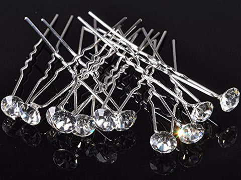 Moeni Bridal Wedding Prom 10mm Rhinestone Crystal Flower Hair Styling U Pins -30