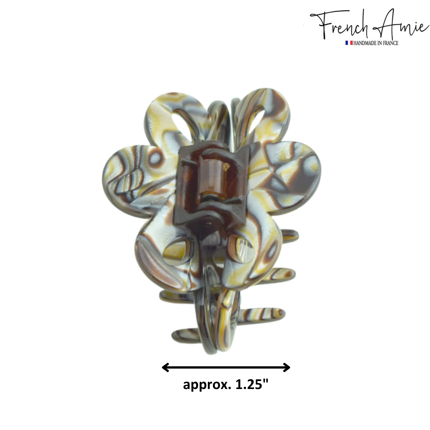 French Amie Flower Small 2 1/4"Handmade Cellulose Covered Spring Hair Claw Clips