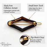 Parcelona Rhombus 2" Small Tortoise Shell Hair Clip Tige Boule Barrette Womens