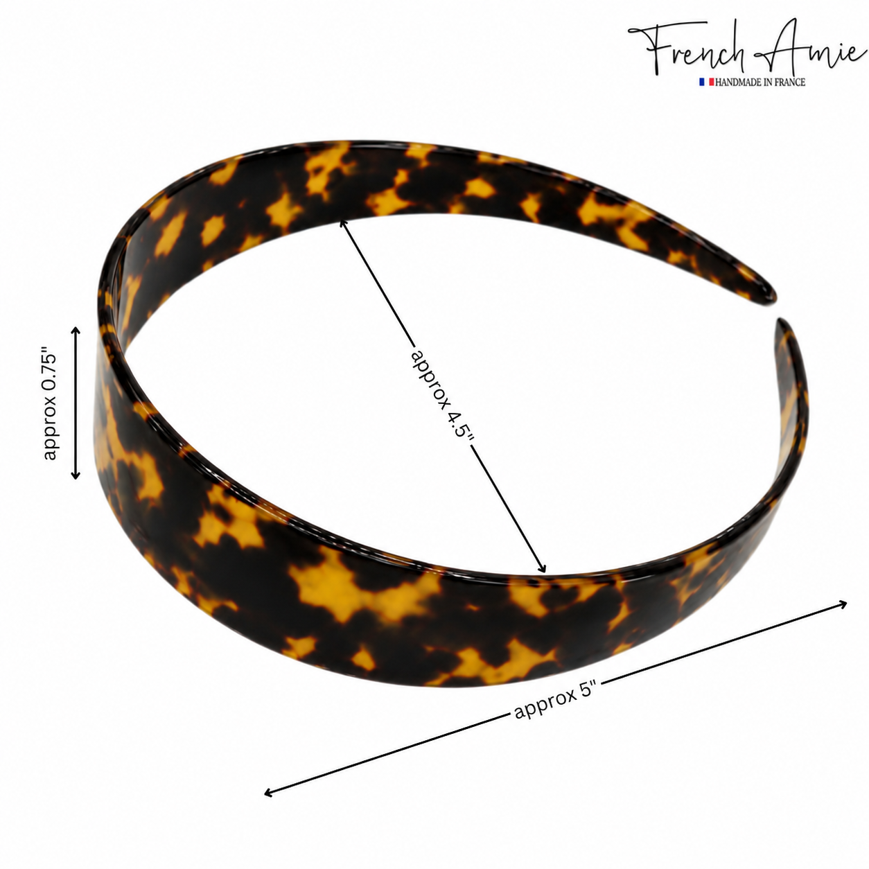 French Amie Ultracomfort Wide 1 1/4" Cellulose Handmade French Hair Headband