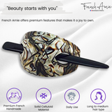 French Amie Oval Arch Handmade Celluloid Hair Bun Cover with Stick for Women