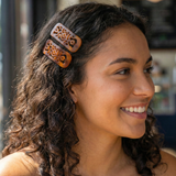 French Amie Swirls 2 ¼” Celluloid Handmade Tige Boule Snap Hair Clips for Women