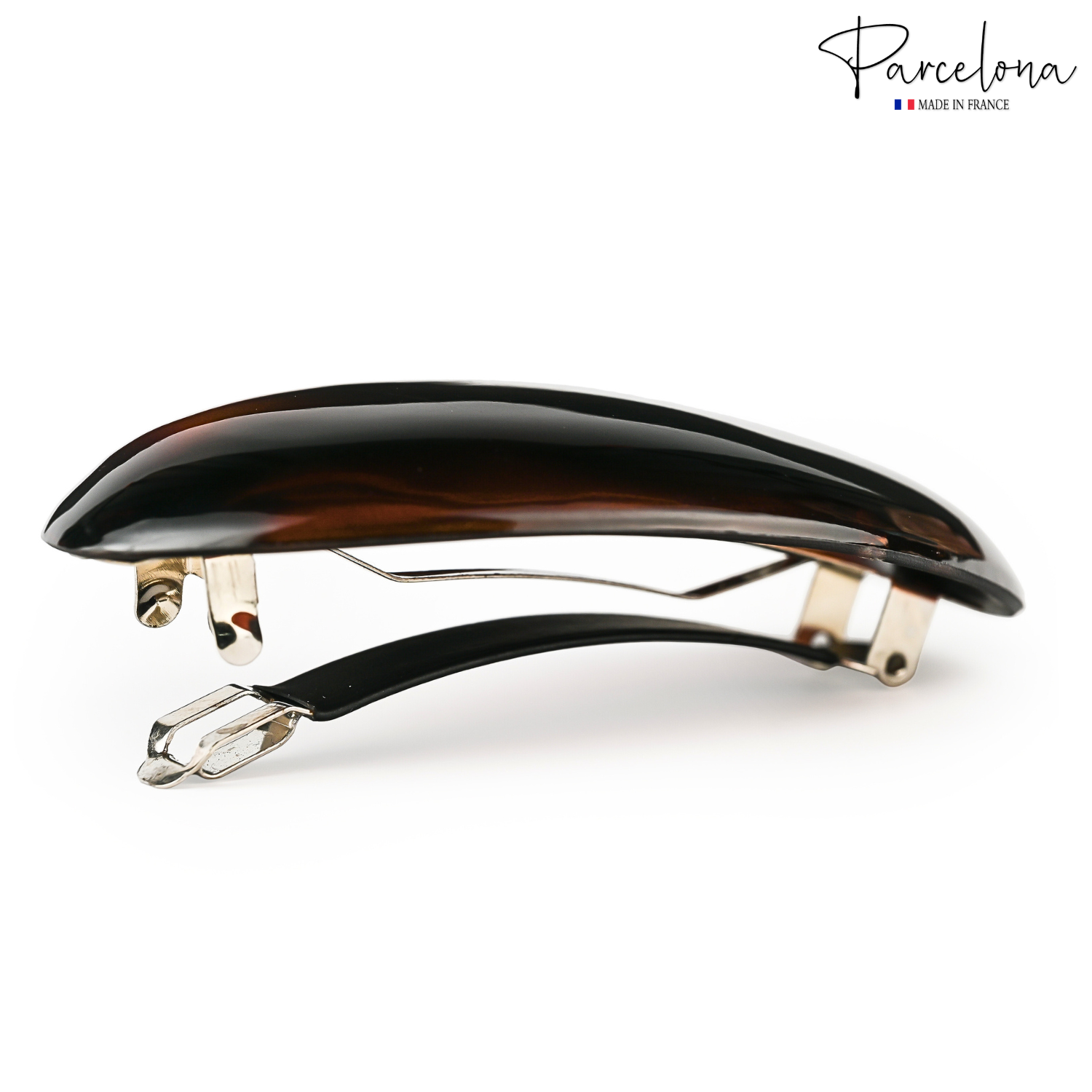 Parcelona French Medium Oval Dome Barrette 3.5" Tortoise Shell Hair Clip