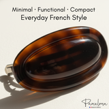Parcelona French Large Oval Barrette 4" Tortoise Shell Non Slip Hair Clip Grip