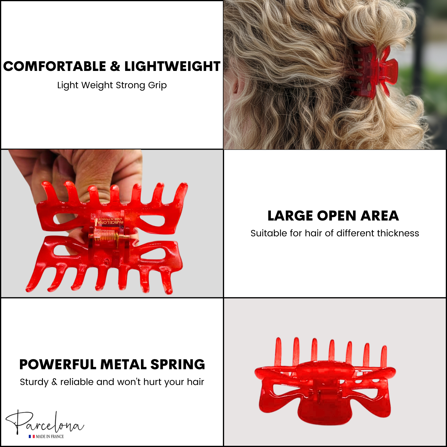 Parcelona French Classic Small 2.5" Celluloid Set of 2 Jaw Hair Claws for Women