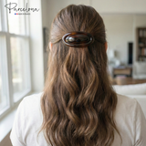 Parcelona French Large Oval Barrette 4" Tortoise Shell Non Slip Hair Clip Grip