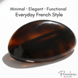 Parcelona French Small Oval Dome Barrette 3.5" Tortoise Shell Non Slip Hair Clip