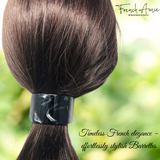 French Amie Half Circle 2 1/4" Medium Pearl Black Curved Handmade Hair Clip