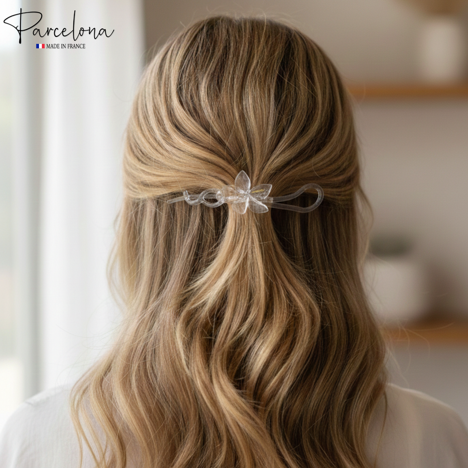 Parcelona French Large Twist N Clip Metal Free Flower Hair Clip Accessories