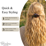 Parcelona French Small Oval Dome Barrette 3.5" Tortoise Shell Non Slip Hair Clip