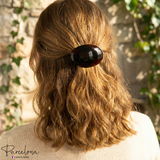 Parcelona French Small Oval Dome Barrette 3.5" Tortoise Shell Non Slip Hair Clip