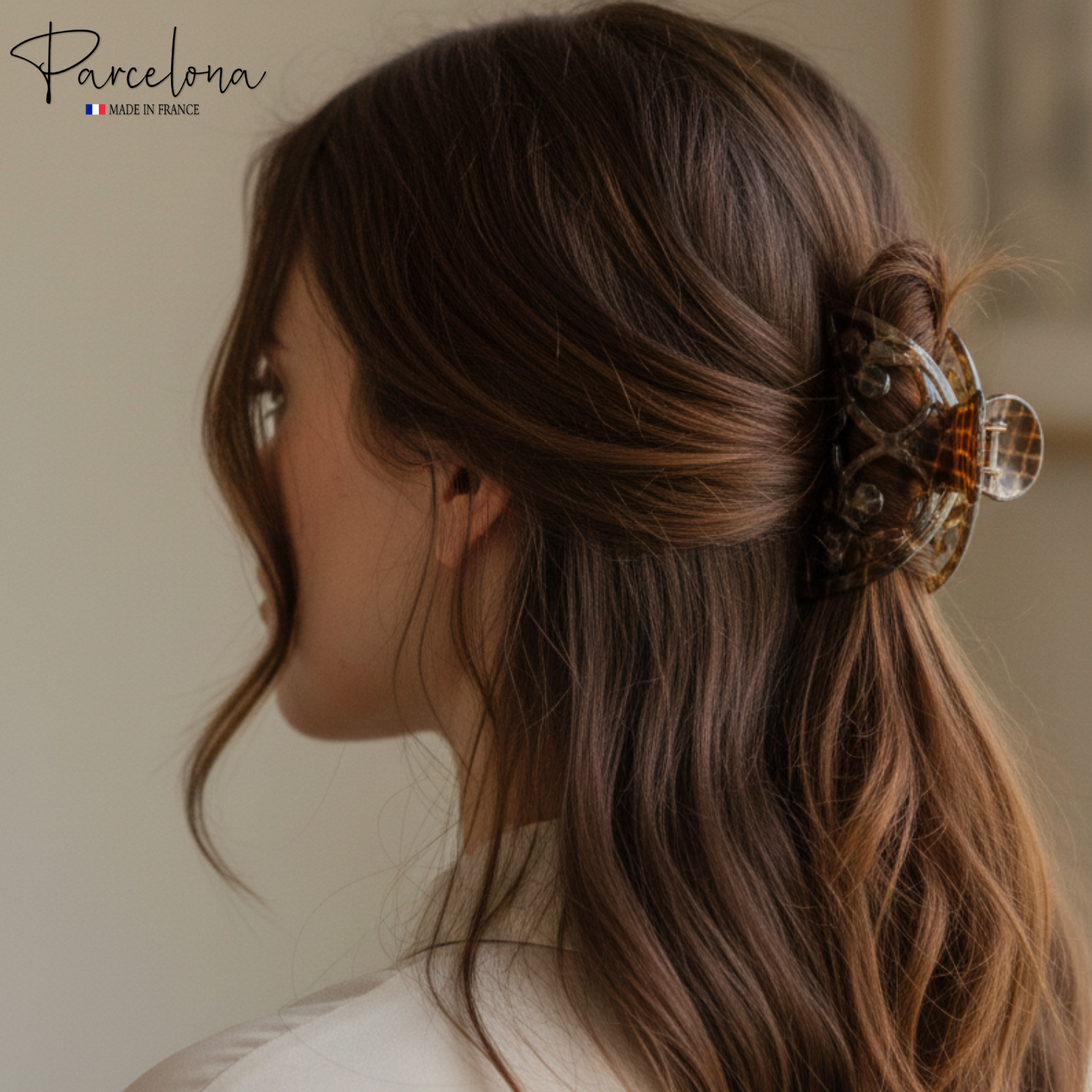Parcelona French New Jardin Medium Celluloid Jaw Hair Claw for Women and Girls