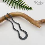 Parcelona French Black Extra Large 5 Inches Wavy Crink U Shaped Hair Pin 2 Pins