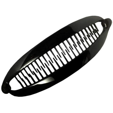 Parcelona French Curved Black Large 6" Celluloid Banana Hair Clip for Women