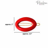 Parcelona French Eggie Red Oval Hair Clips Mini Barrette Side Slide Set of 2