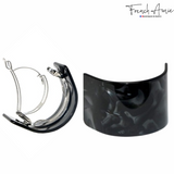French Amie Half Circle 2 1/4" Medium Pearl Black Curved Handmade Hair Clip