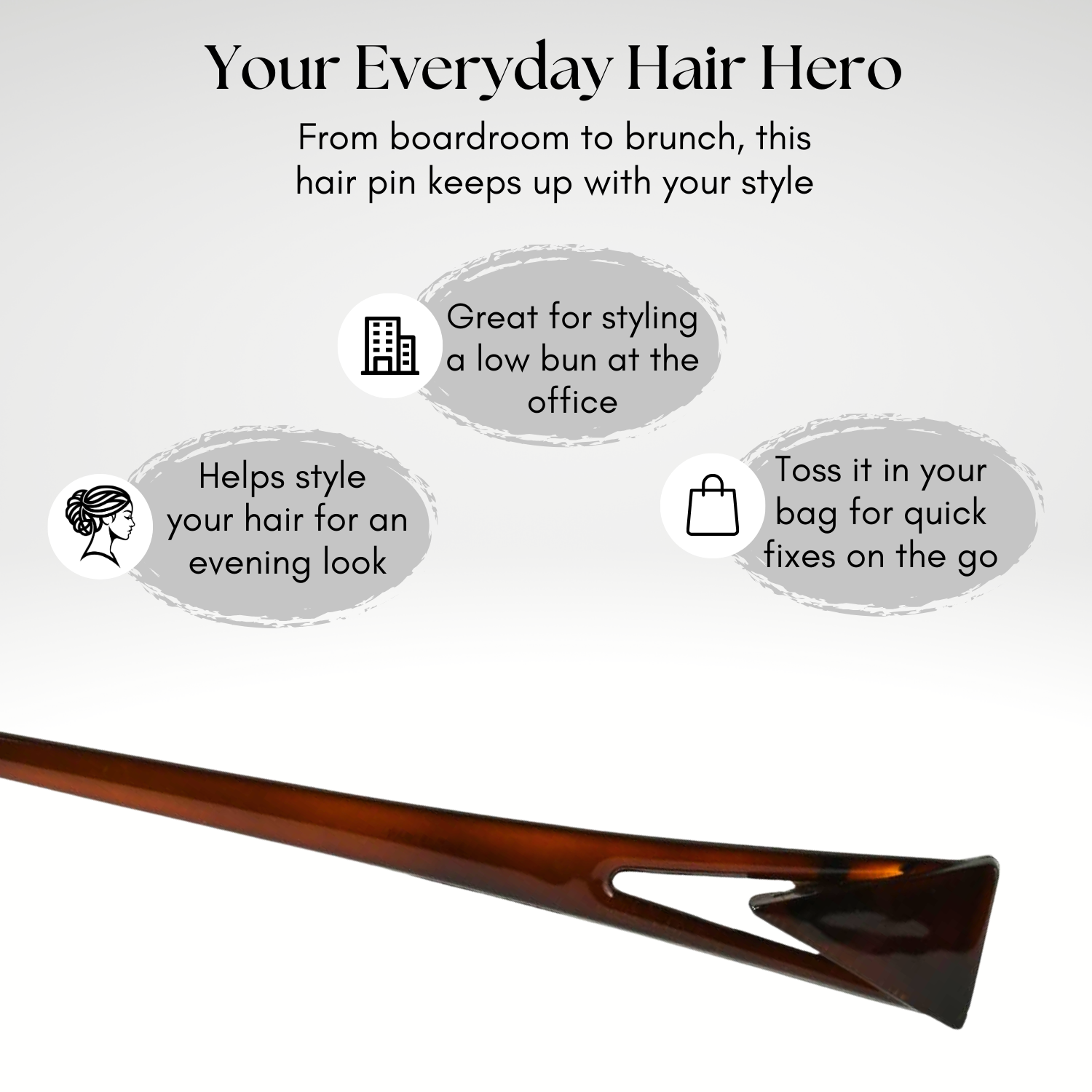 Parcelona French Baton Hair Sticks, Tortoise Shell Chignon Pin for Buns (Set of 2)