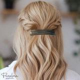 Parcelona Oblong Grey Beige 3.5 Inch Celluloid Automatic Hair Clip Hair Barrette