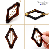 Parcelona Rhombus 2" Small Tortoise Shell Hair Clip Tige Boule Barrette Womens