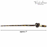 French Amie Knot Handmade 7" Onyx Cellulose Acetate Chignon Bun Hair Pin Stick