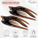 Parcelona French Beak Clasp Tortoise Shell Celluloid Hair Claw for Women (2Pcs)
