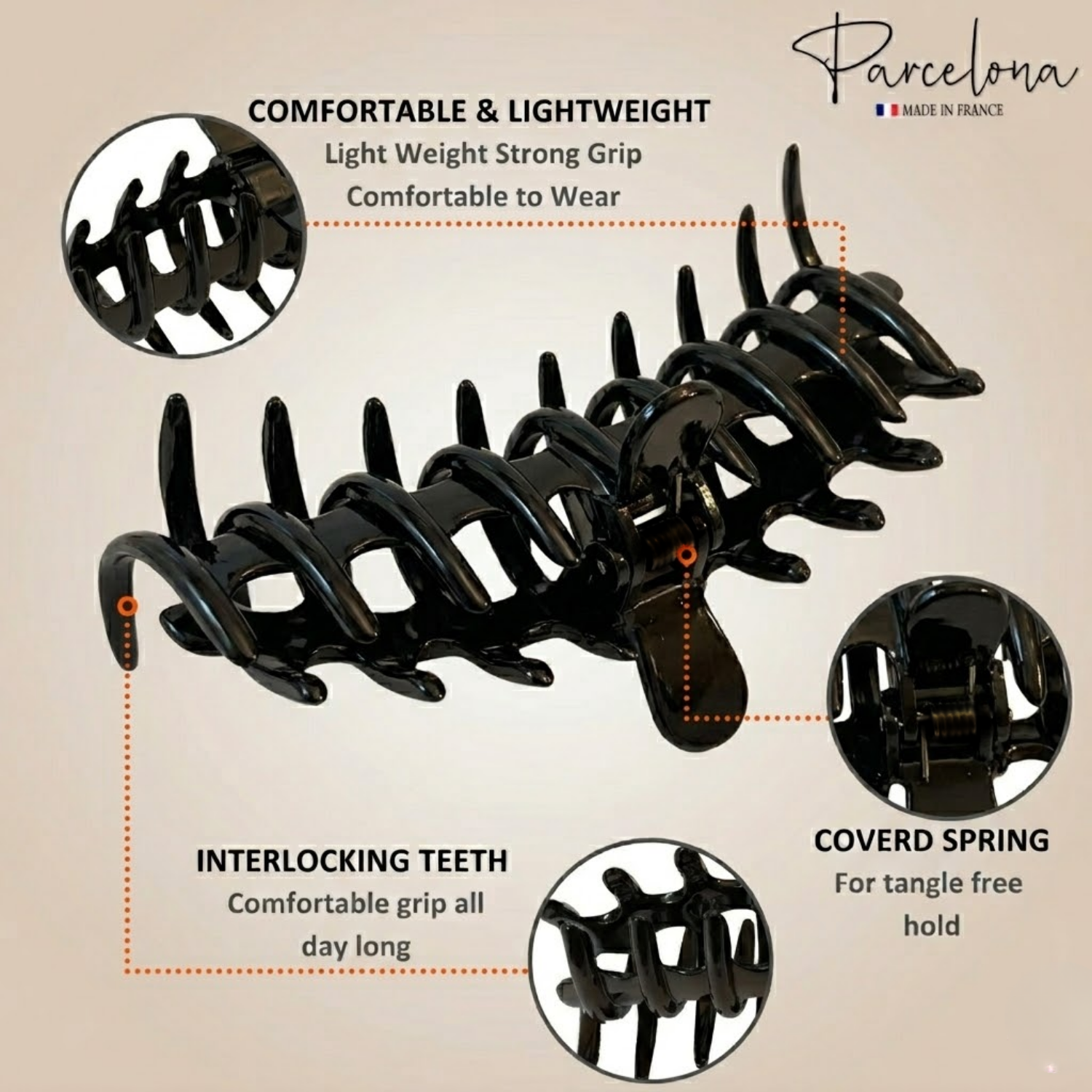 Parcelona French Rake Large Cellulose Acetate Jaw Hair Claw for Women and Girls