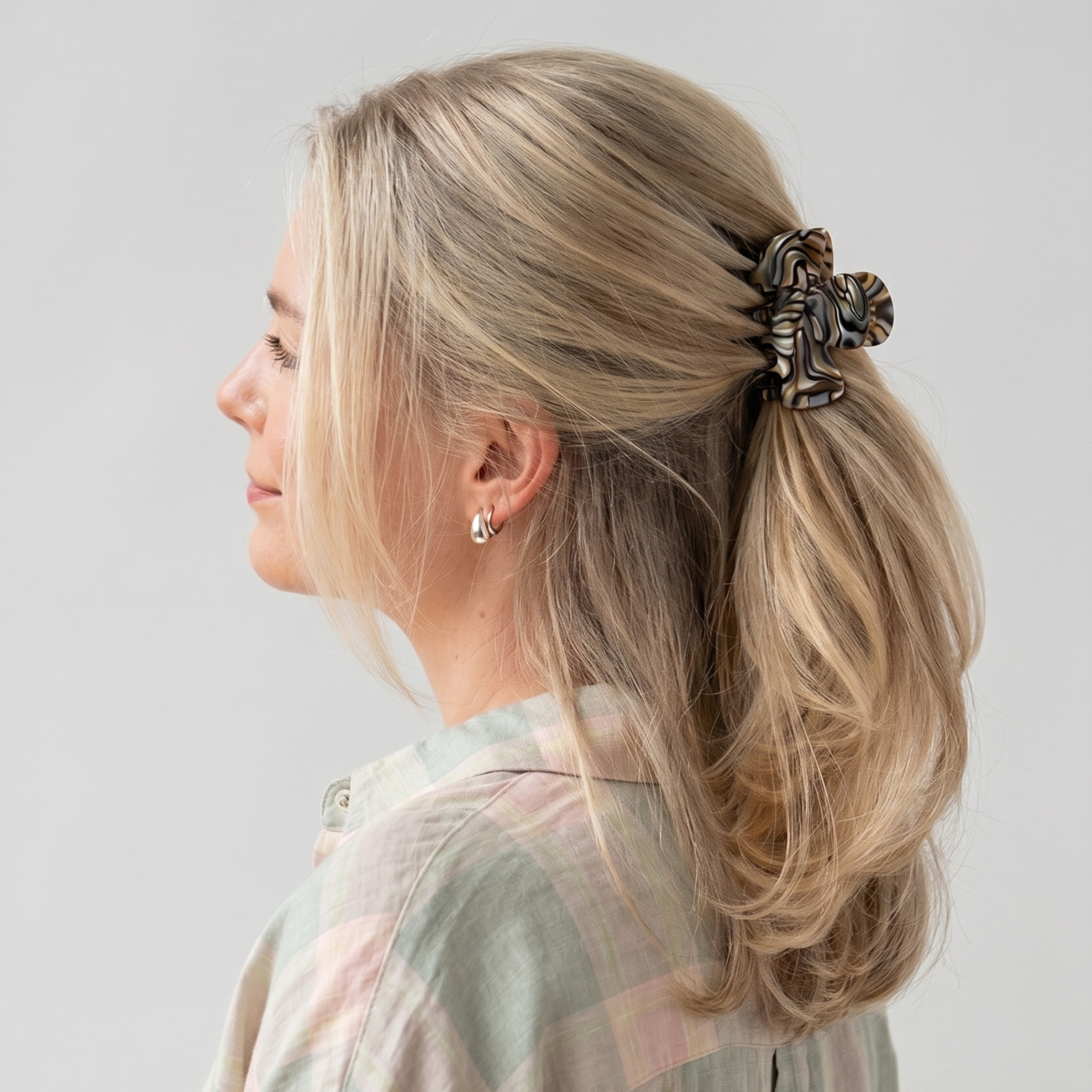 French Amie Grace Small 2” Cellulose Handmade Flexible Hair Claw for Thin Hair