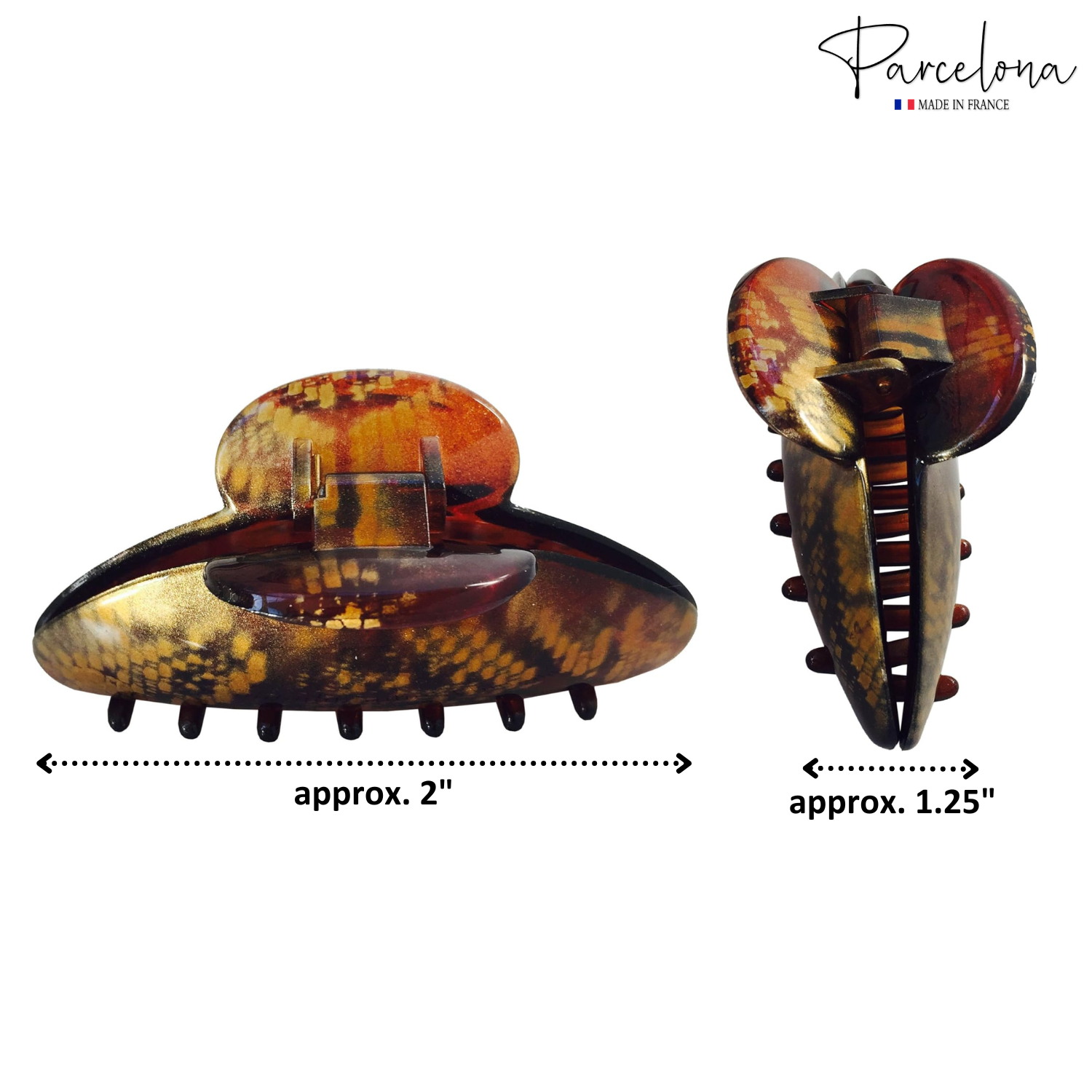Parcelona French Golden Choco Dark Brown Large Cellulose Hair Claw for Women
