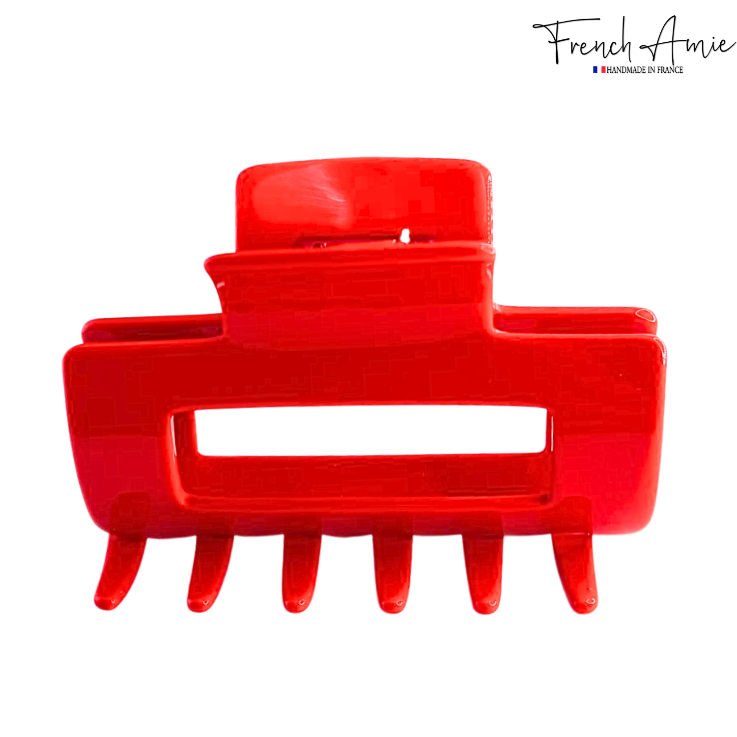 French Amie Geo Medium 3 1/4" Cellulose Acetate Handmade Jaw Hair Claw Clip Women