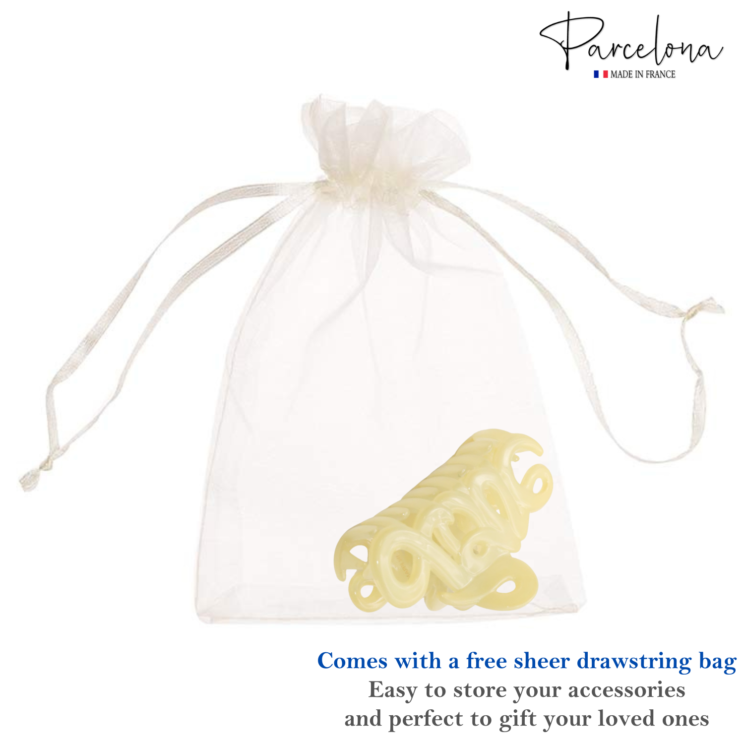 Parcelona French Love Small 2" Cellulose Acetate Hair Claws for Women and Girls