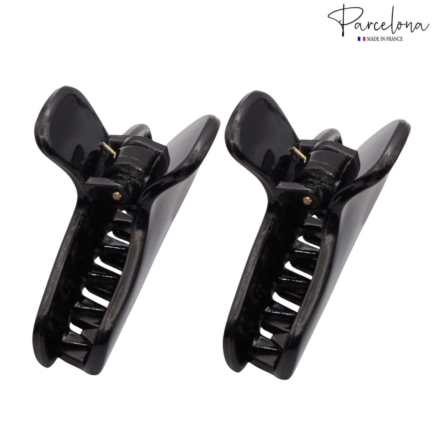 Parcelona French Salon Style Flat Small Cellulose Acetate Jaw Hair Claw Clips 2 Pcs