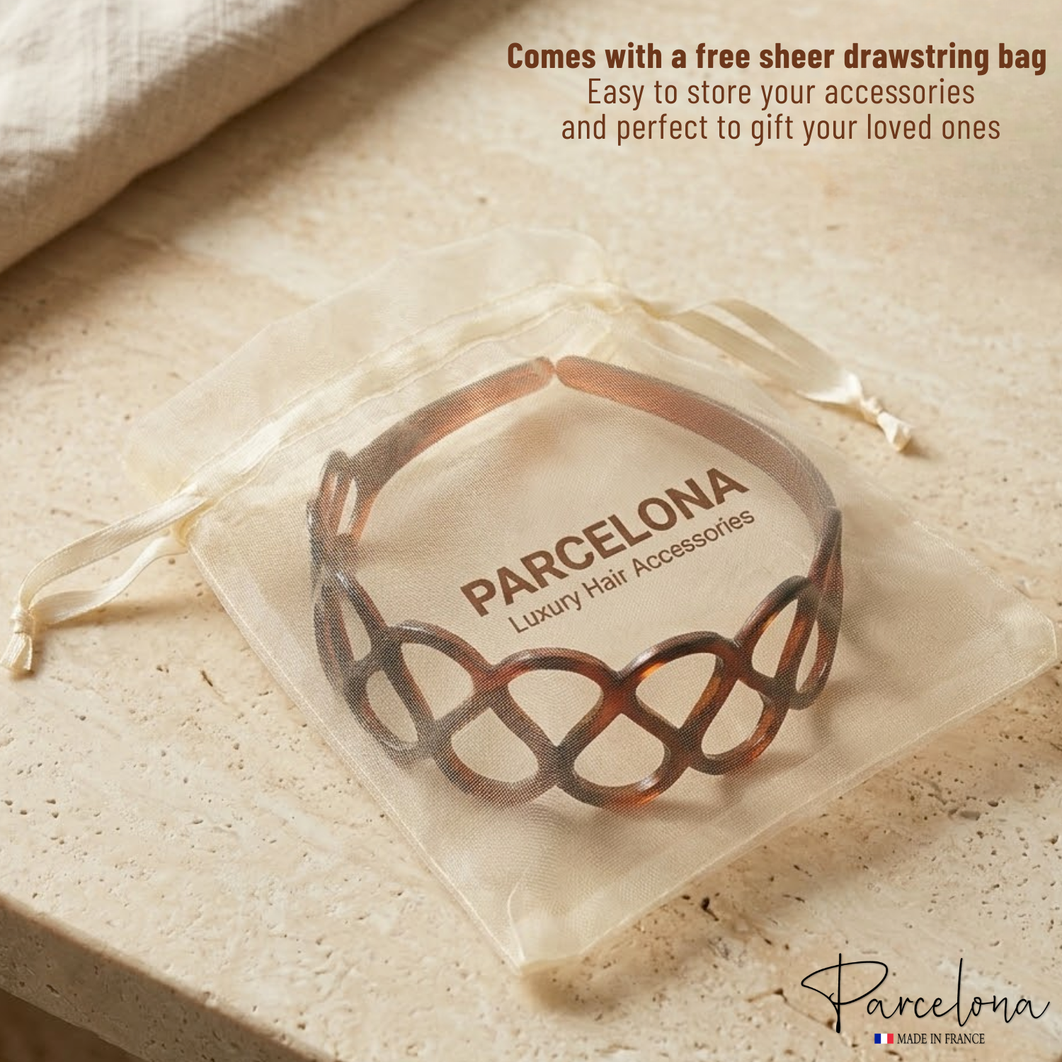 Parcelona French Twisted Loops Shell 1 1/2” Wide Flexible Hair Headband