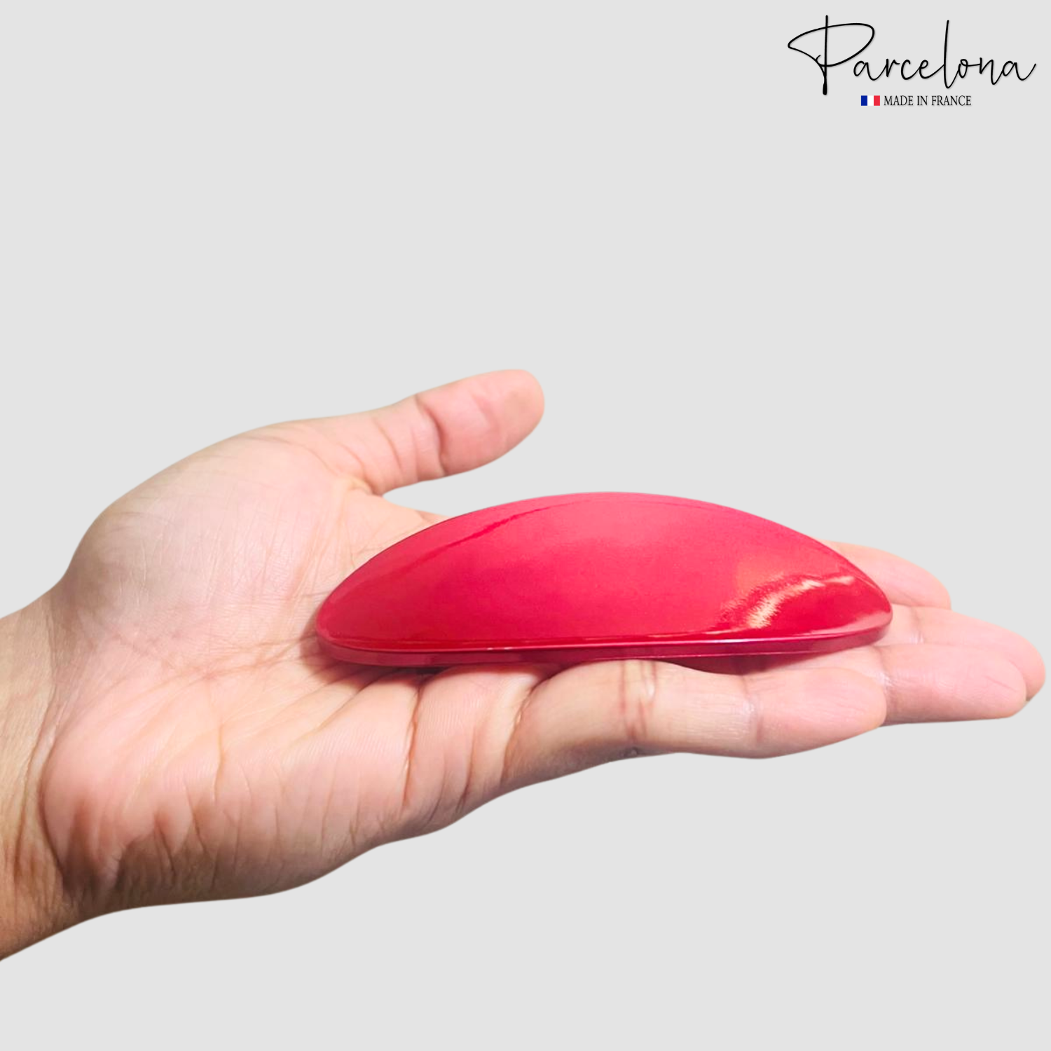 Parcelona French Oval Glossy Red Large Cellulose Hair Barrettes for Women (2Pcs)