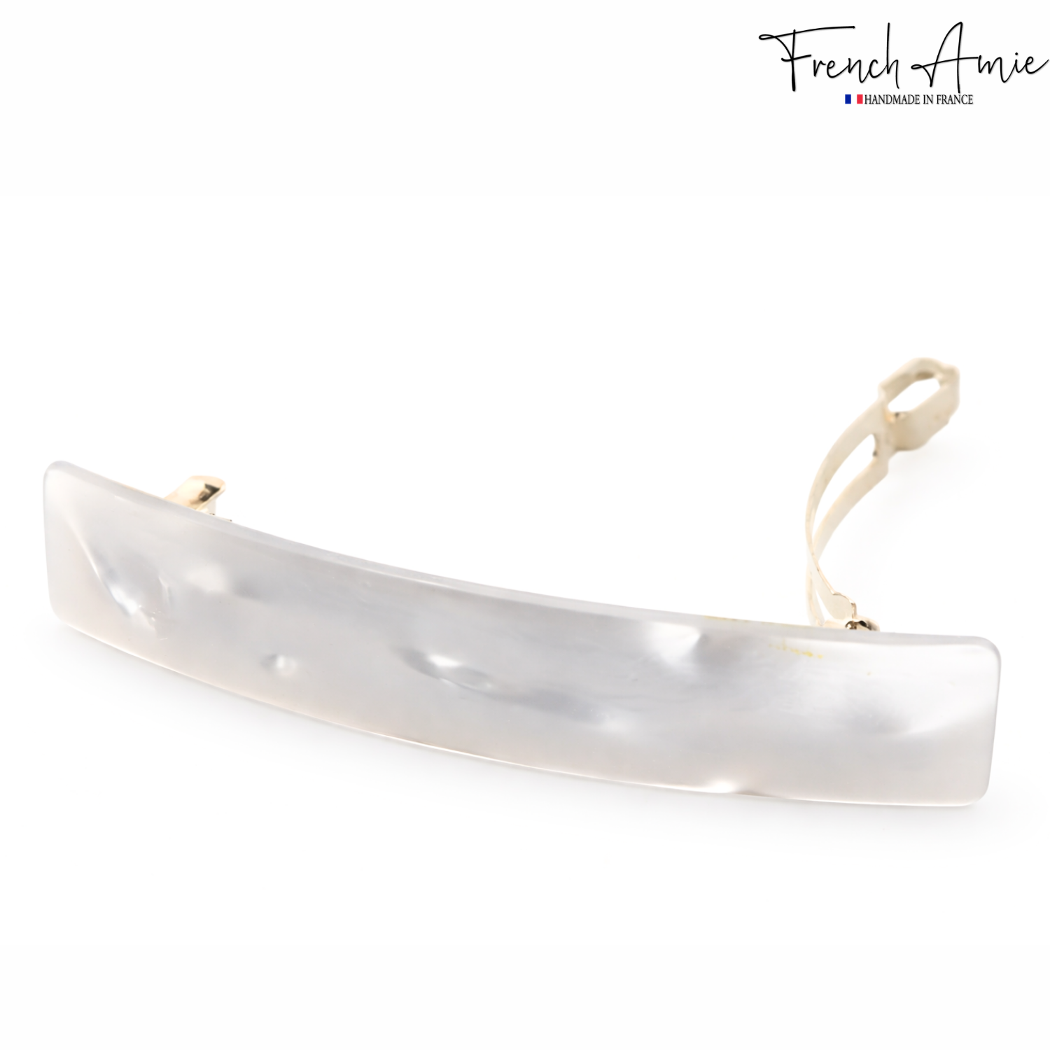 French Amie Oblong 3 1/2" Cellulose Handmade Automatic Hair Barrette for Women