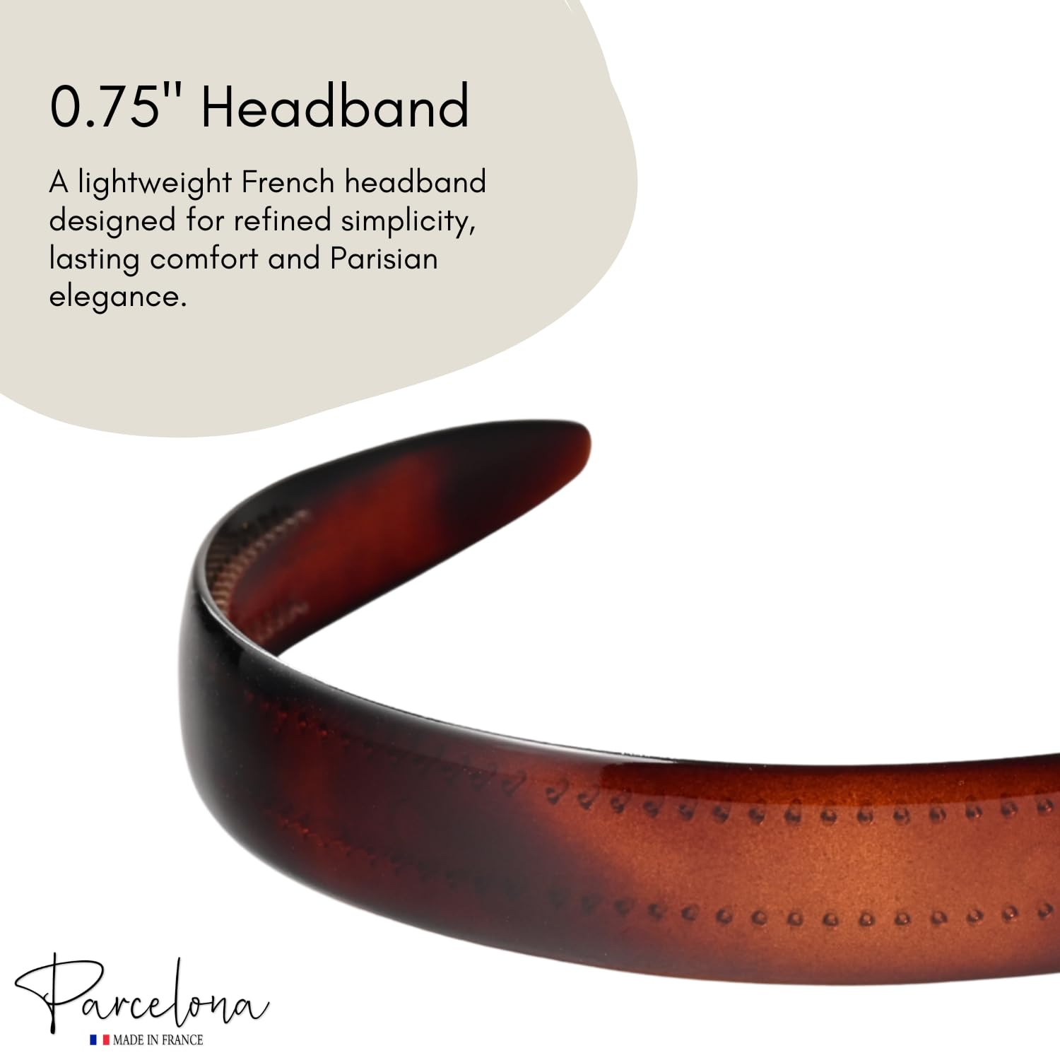 Parcelona French Headband 0.75 Inch Wide Cellulose Hairband for Women & Girls