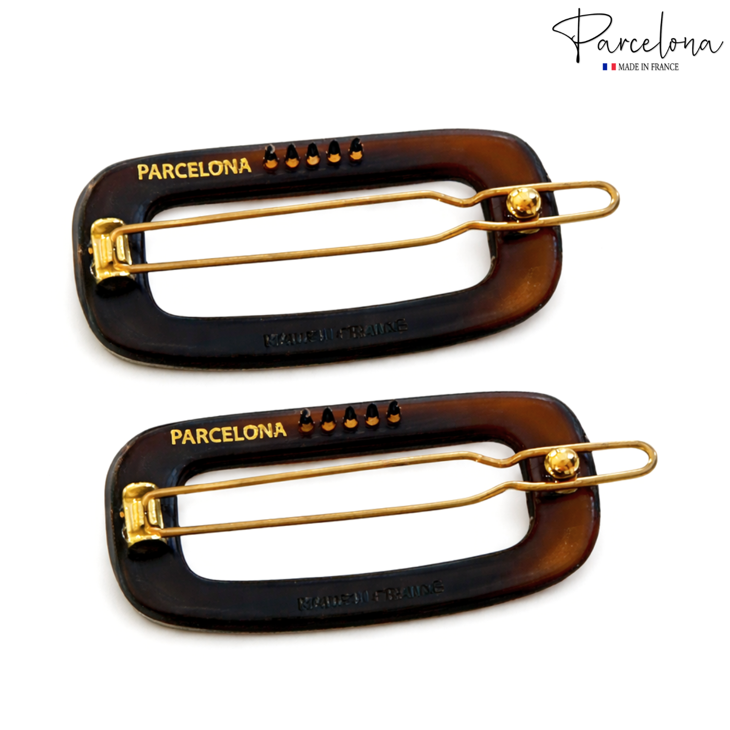 Parcelona Rectangle 1.75" Tortoise Shell Small Hair Clip Tige Boule Barrette